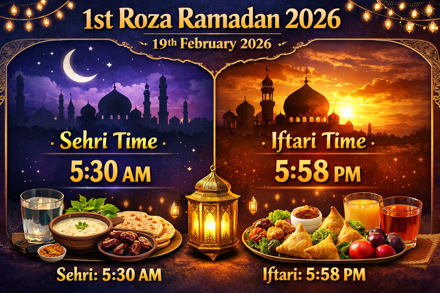 1st Roza Ramadan 2026 Sehri and iftari Timings